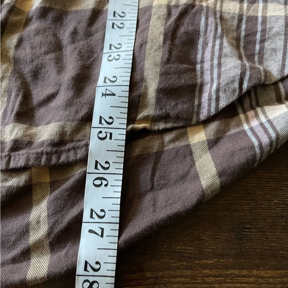 Aerie neutral brown plaid lightweight oversized relaxed fit flannel small - Picture 8 of 9